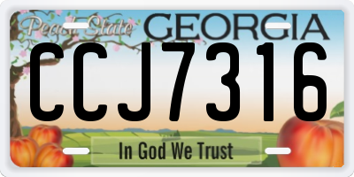 GA license plate CCJ7316
