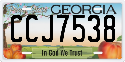 GA license plate CCJ7538