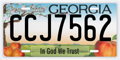 GA license plate CCJ7562