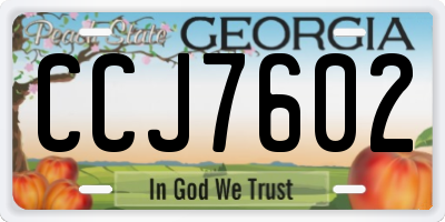 GA license plate CCJ7602
