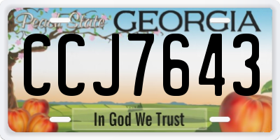 GA license plate CCJ7643
