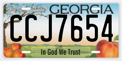 GA license plate CCJ7654