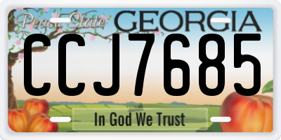 GA license plate CCJ7685