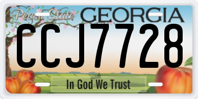 GA license plate CCJ7728
