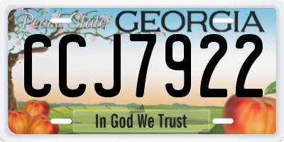 GA license plate CCJ7922