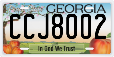 GA license plate CCJ8002