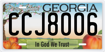 GA license plate CCJ8006