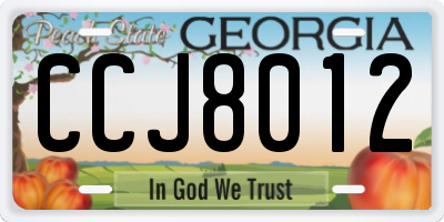 GA license plate CCJ8012