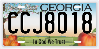 GA license plate CCJ8018