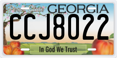 GA license plate CCJ8022