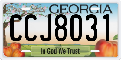 GA license plate CCJ8031