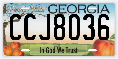 GA license plate CCJ8036