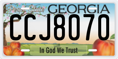 GA license plate CCJ8070