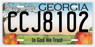 GA license plate CCJ8102