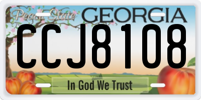 GA license plate CCJ8108