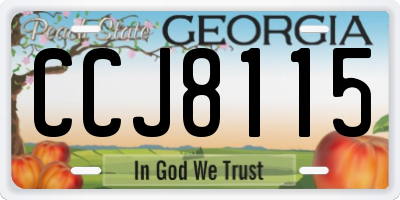 GA license plate CCJ8115