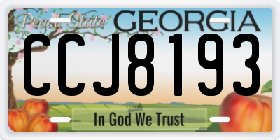 GA license plate CCJ8193