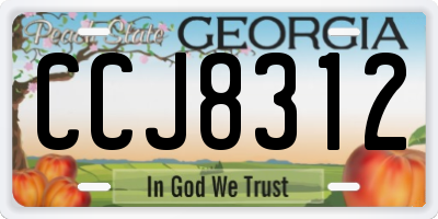 GA license plate CCJ8312
