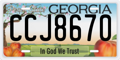 GA license plate CCJ8670