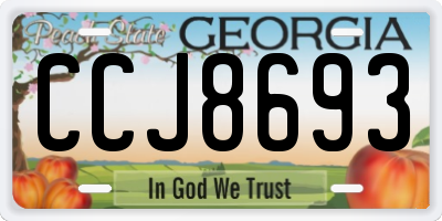 GA license plate CCJ8693