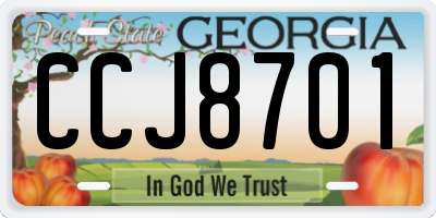 GA license plate CCJ8701