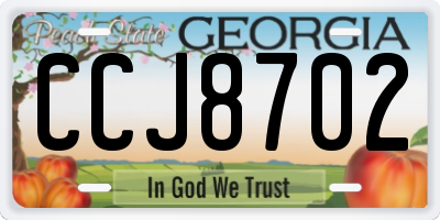 GA license plate CCJ8702