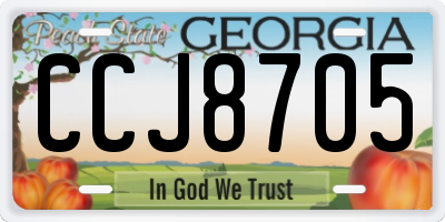 GA license plate CCJ8705