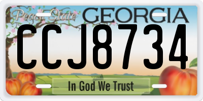 GA license plate CCJ8734