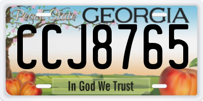 GA license plate CCJ8765