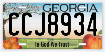 GA license plate CCJ8934