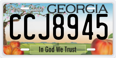 GA license plate CCJ8945