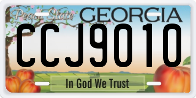 GA license plate CCJ9010