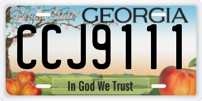 GA license plate CCJ9111
