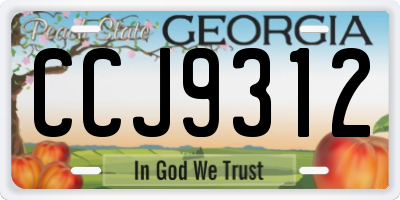 GA license plate CCJ9312