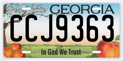 GA license plate CCJ9363