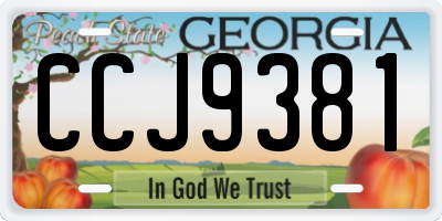 GA license plate CCJ9381