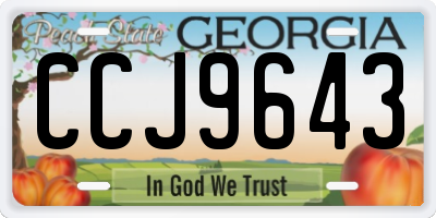 GA license plate CCJ9643