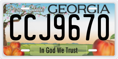 GA license plate CCJ9670