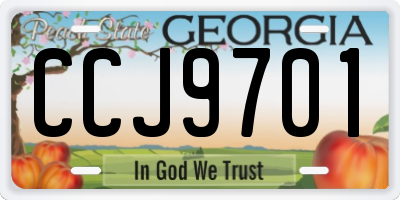 GA license plate CCJ9701