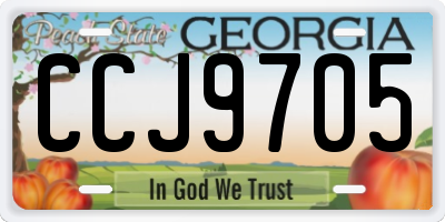 GA license plate CCJ9705