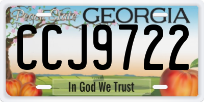 GA license plate CCJ9722