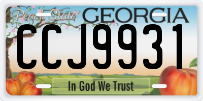GA license plate CCJ9931