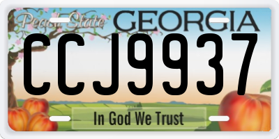 GA license plate CCJ9937