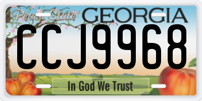GA license plate CCJ9968