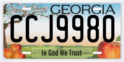 GA license plate CCJ9980