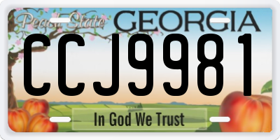 GA license plate CCJ9981
