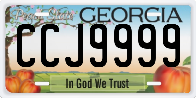 GA license plate CCJ9999
