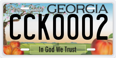GA license plate CCK0002