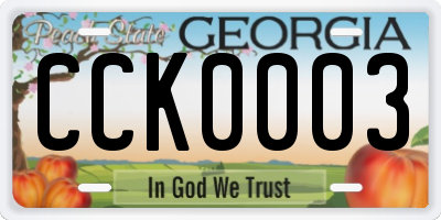 GA license plate CCK0003