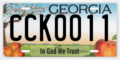 GA license plate CCK0011